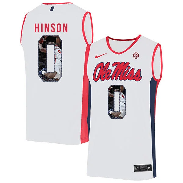 Football Jersey For Competitive Football Teams-Basketball Jersey For Competitive Basketball Teams-Ole Miss Rebels 0 Blake Hinson White Fashion Basketball College Basketball Jersey