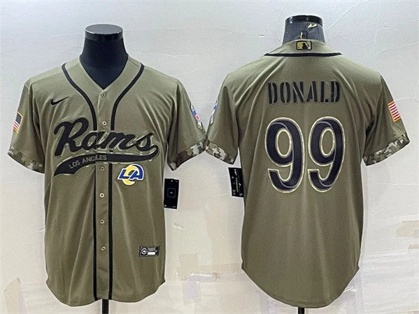 Baseball Jersey For Team Pride Apparel-Men's Los Angeles Rams #99 Aaron Donald Olive 2022 Salute to Service Cool Base Stitched Baseball Jersey