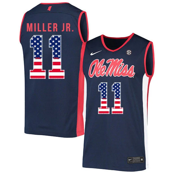 Football Jersey For College Players-Basketball Jersey For College Players-Ole Miss Rebels 11 Franco Miller Jr. Navy USA Flag Basketball College Basketball Jersey.jpeg