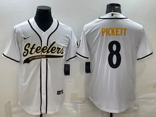 Baseball Jersey For Team Pride-Men's Pittsburgh Steelers #8 Kenny Pickett White With Patch Cool Base Stitched Baseball Jersey