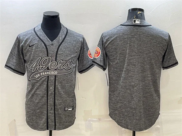 Baseball Jersey For Championship Events-Men's San Francisco 49ers Blank Gray With Patch Cool Base Stitched Baseball Jersey