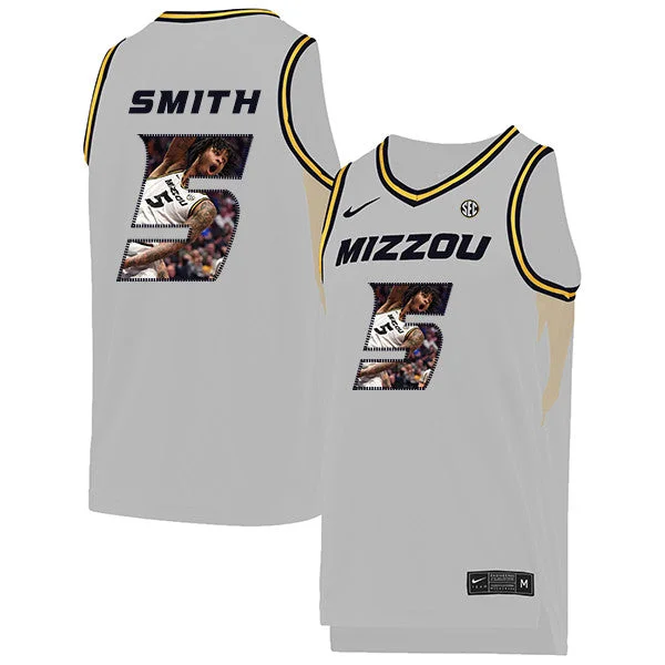 Football Jersey For Group Purchases-Basketball Jersey For Group Purchases-Missouri Tigers 5 Mitchell Smith White Fashion College Basketball Basketball Jersey