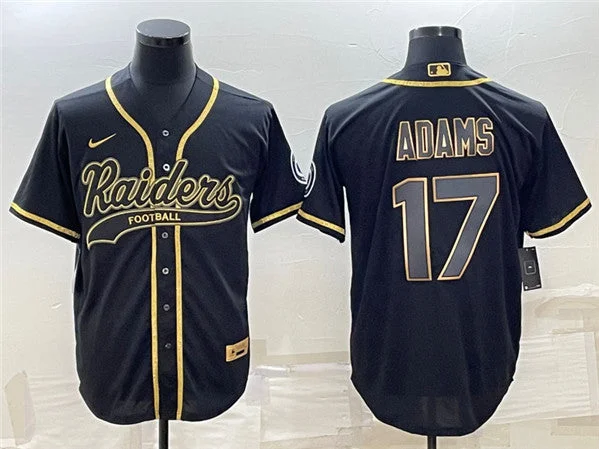 Baseball Jersey For Fundraising Campaigns-Men's Las Vegas Raiders #17 Davante Adams Black Gold With Patch Cool Base Stitched Baseball Jersey