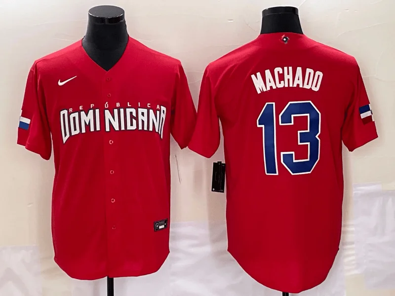 Baseball Jersey For Retro Style-Men's Dominican Republic Baseball #13 Manny Machado 2023 Red World Baseball Classic Stitched Jersey