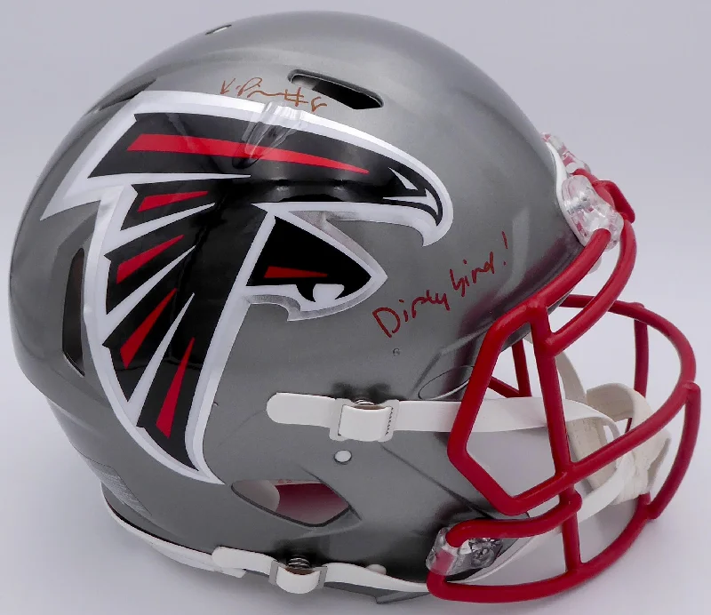 Rugby Helmet For Full Protection-Kyle Pitts Autographed Atlanta Falcons Flash Silver Full Size Authentic Speed Helmet "Dirty Bird" (Decal Bubble) Beckett BAS QR #WL25813