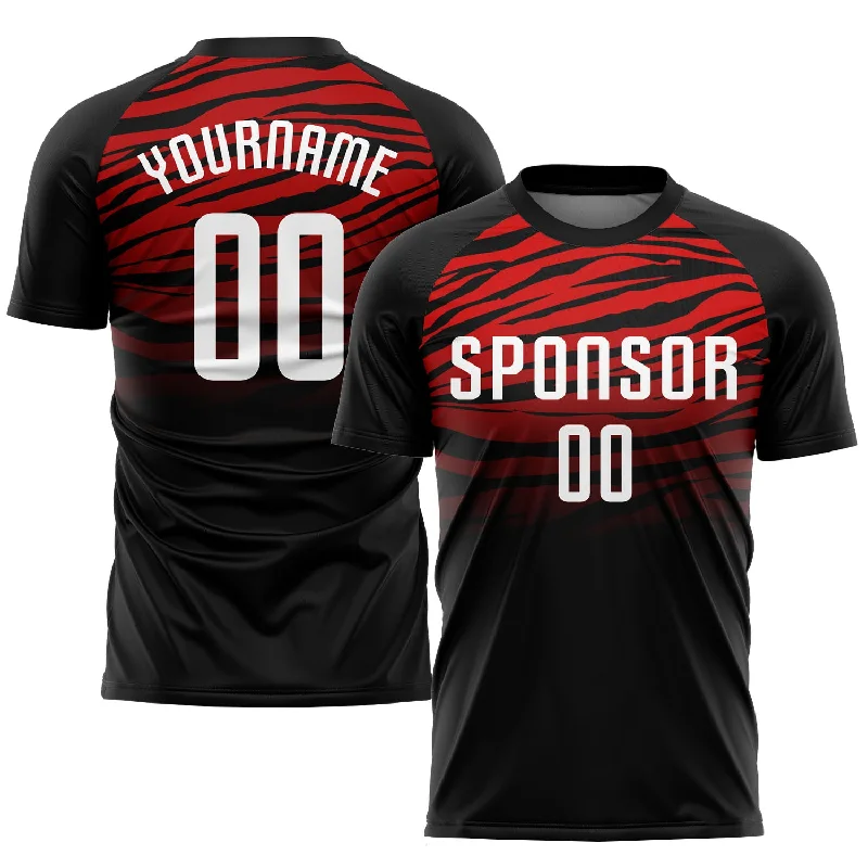 Football Jersey For Unique Player Jerseys-Custom Black White-Red Sublimation Soccer Uniform Jersey