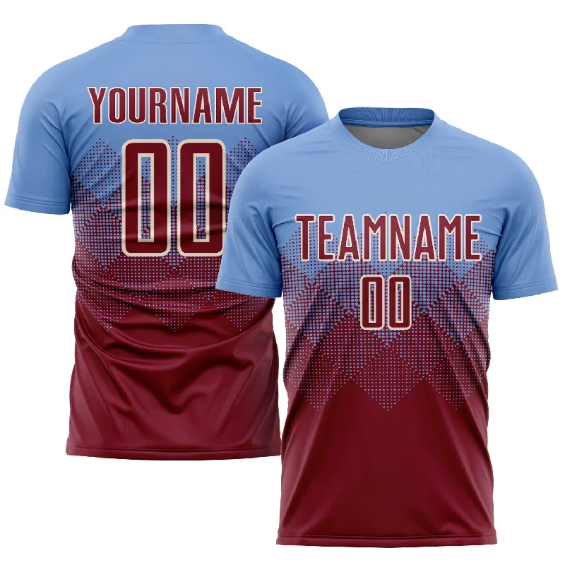 Football Jersey For School Teams-Custom Light Blue Crimson-Cream Sublimation Soccer Uniform Jersey