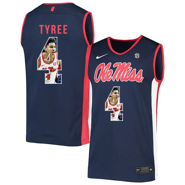 Football Jersey For Team Pride-Basketball Jersey For Team Pride-Ole Miss Rebels 4 Breein Tyree Navy Fashion Basketball College Basketball Jersey