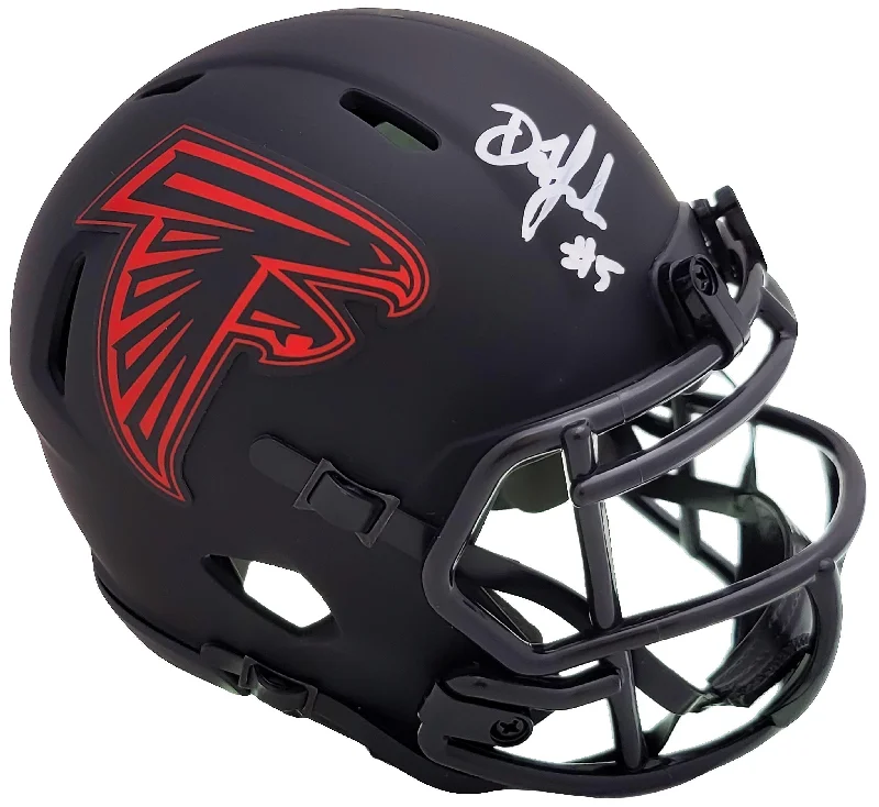 Rugby Helmet For Comfortable Fit-Drake London Autographed Atlanta Falcons Eclipse Black Speed Mini Helmet Beckett BAS QR Stock #206128