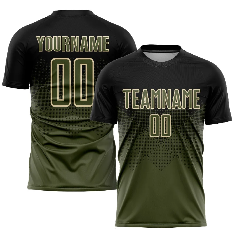 Football Jersey For Family Events-Custom Black Olive-Cream Sublimation Soccer Uniform Jersey