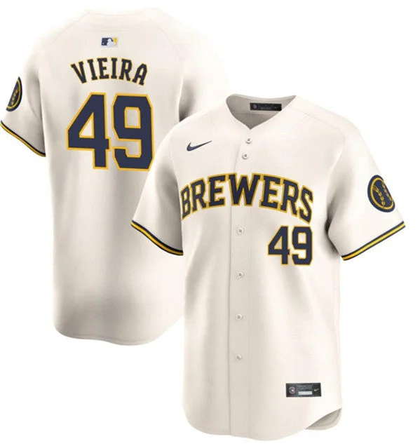 Baseball Jersey With Custom Printing-Men's Milwaukee Brewers #49 Thyago Vieira Cream Home Limited Baseball Stitched Jersey