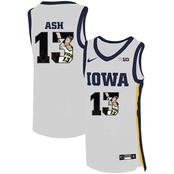 Football Jersey For Fan Merchandise-Basketball Jersey For Fan Merchandise-Iowa Hawkeyes 13 Austin Ash White Basketball College Fashion Basketball Jersey