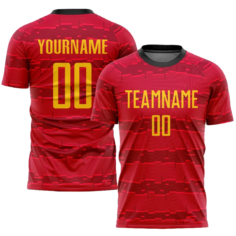 Football Jersey With Custom Design-Custom Red Gold-Black Sublimation Soccer Uniform Jersey