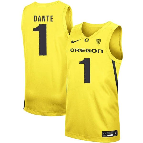 Football Jersey For Competitive Events-Basketball Jersey For Competitive Events-Oregon Ducks 1 N'Faly Dante Yellow College Basketball Basketball Jersey