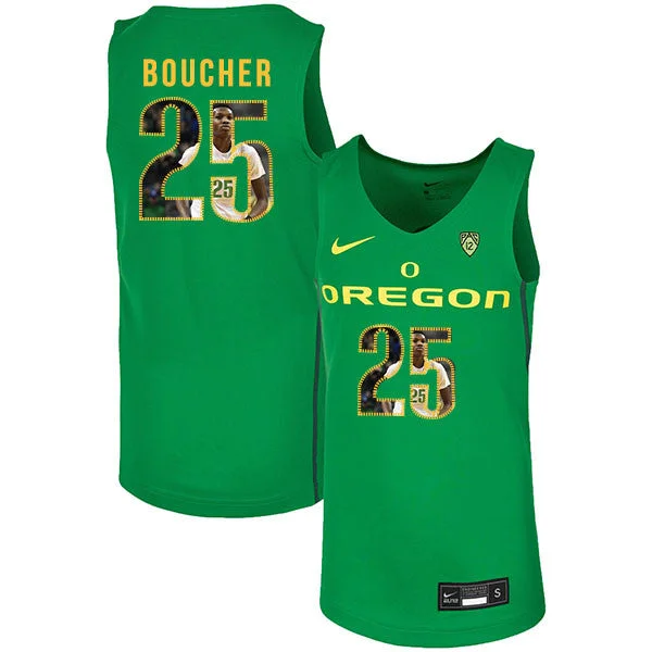 Custom Football Jersey With Player Name-Custom Basketball Jersey With Player Name-Oregon Ducks 25 Chris Boucher Green Fashion College Basketball Basketball Jersey