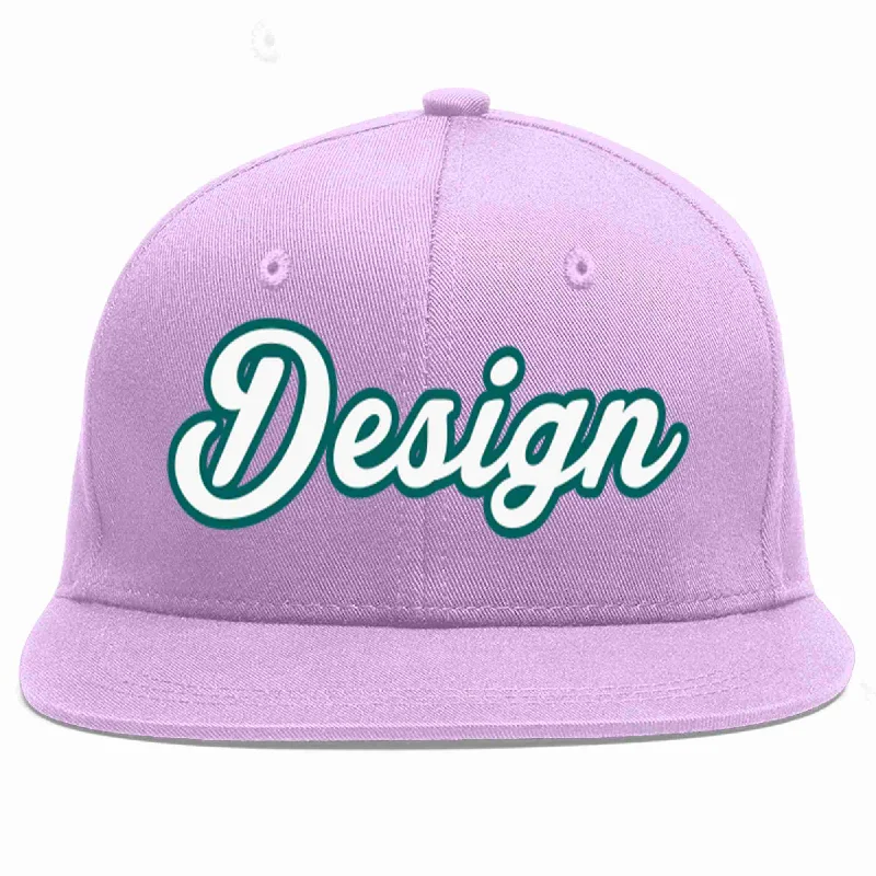 Baseball Cap For Promotional Items-Custom Light Purple White-Aqua Flat Eaves Sport Baseball Cap Design for Men/Women/Youth