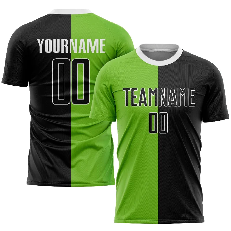 Football Jersey For League-Specific Design-Custom Neon Green Black-White Sublimation Split Fashion Soccer Uniform Jersey