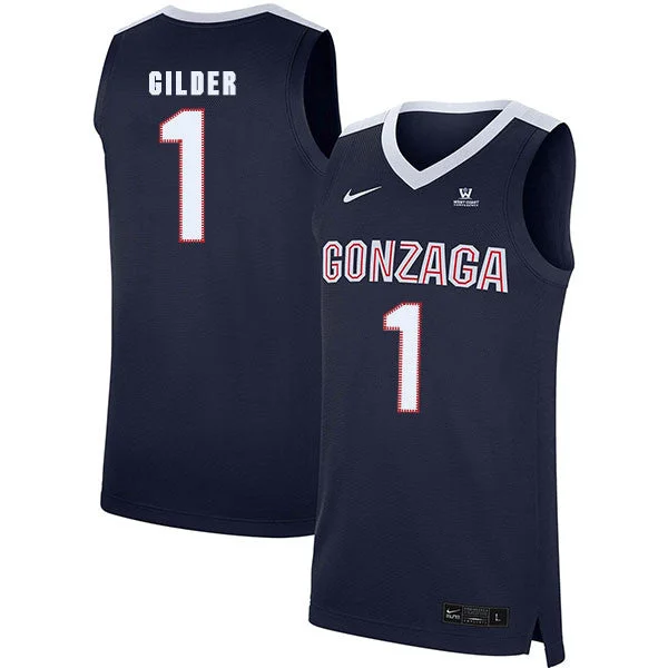 Football Jersey For Customizing Numbers And Logos-Basketball Jersey For Customizing Numbers And Logos-Gonzaga Bulldogs 1 Admon Gilder Navy College Basketball Basketball Jersey