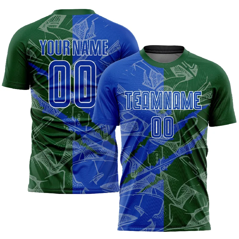 Football Jersey For Fundraising Campaigns-Custom Graffiti Pattern Thunder Blue-Green Scratch Sublimation Soccer Uniform Jersey