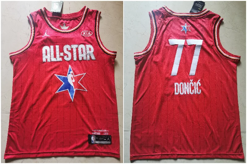 Football Jersey For Outdoor Games-Basketball Jersey For Outdoor Games-Mavericks 77 Luka Doncic Red 2020 All-Star Jordan Brand Swingman Basketball Jersey