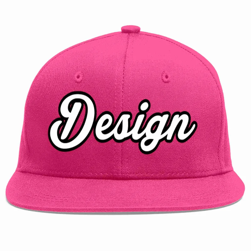 Baseball Cap For Outdoor Recreation-Custom Rose Red White-Black Flat Eaves Sport Baseball Cap Design for Men/Women/Youth