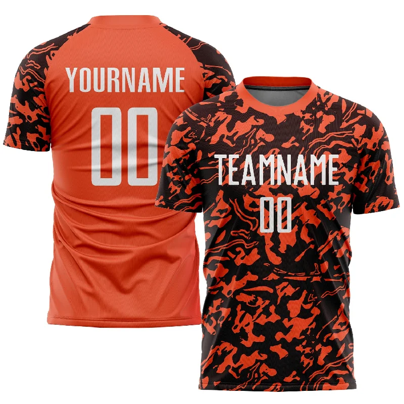 Football Jersey For Fanatics-Custom Orange White-Black Sublimation Soccer Uniform Jersey