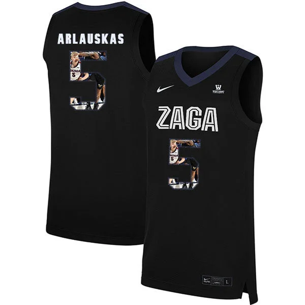 Personalized Football Jersey-Personalized Basketball Jersey-Gonzaga Bulldogs 5 Martynas Arlauskas Black Fashion College Basketball Basketball Jersey