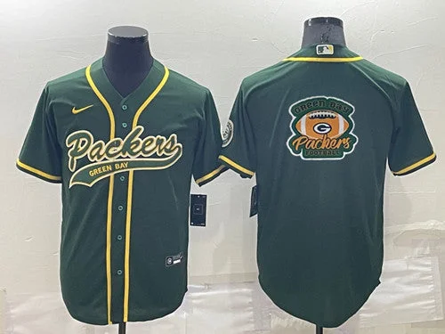 Baseball Jersey For High-Quality Fabric-Men's Green Bay Packers Green Team Big Logo With Patch Cool Base Stitched Baseball Jersey