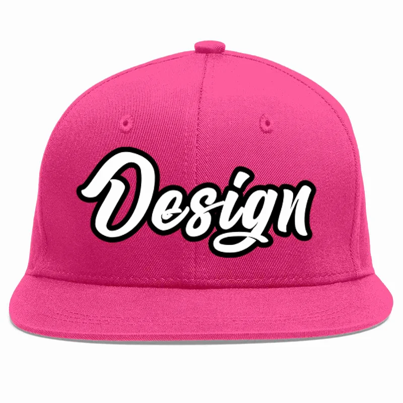 Baseball Cap With Subtle Design-Custom Rose Red White-Black Flat Eaves Sport Baseball Cap Design for Men/Women/Youth