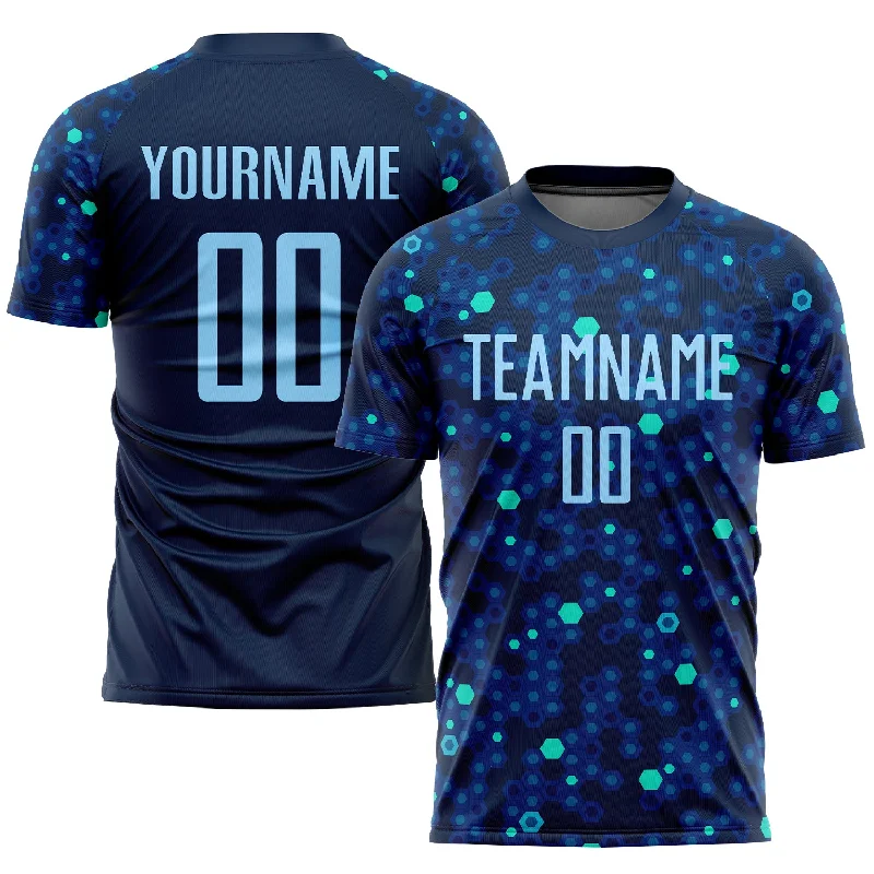 Football Jersey For Adult Fans-Custom Navy Light Blue-Royal Sublimation Soccer Uniform Jersey