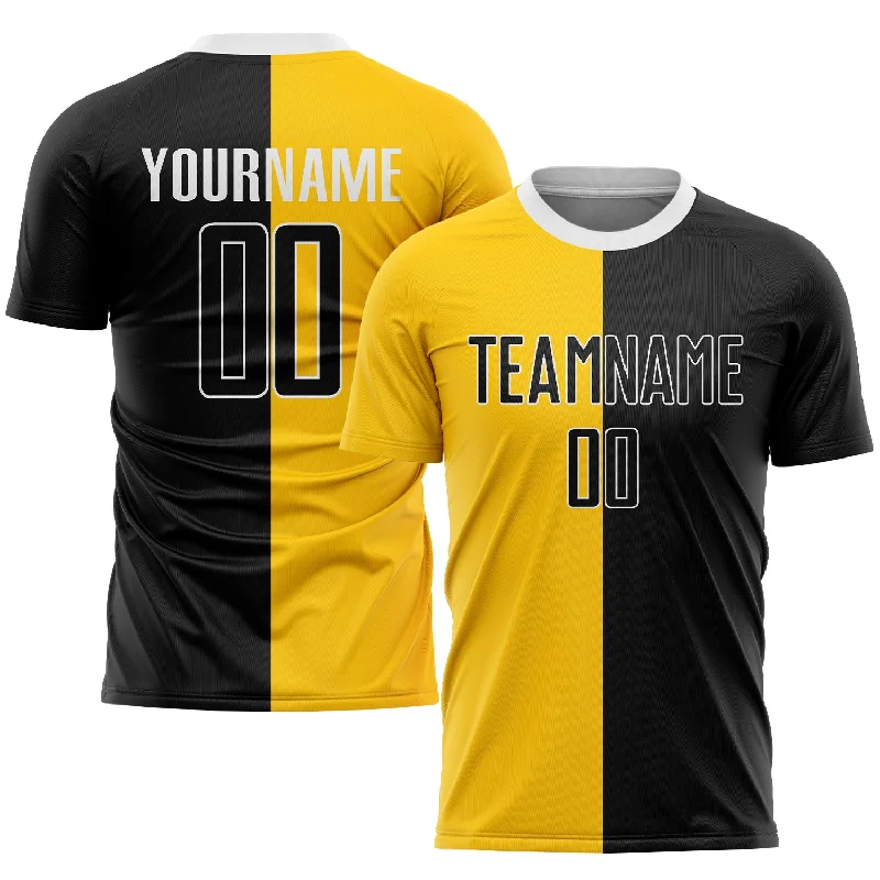 Football Jersey For Speedy Fit-Custom Gold Black-White Sublimation Split Fashion Soccer Uniform Jersey