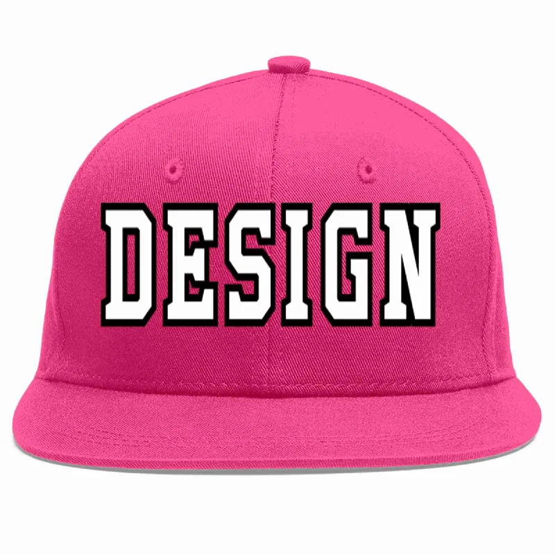 Baseball Cap With Cool Graphics-Custom Rose Red White-Black Flat Eaves Sport Baseball Cap Design for Men/Women/Youth