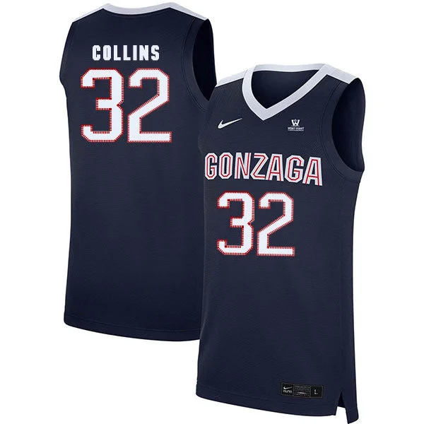 Football Jersey For Fundraising Projects-Basketball Jersey For Fundraising Projects-Gonzaga Bulldogs 32 Zach Collins Navy College Basketball Basketball Jersey