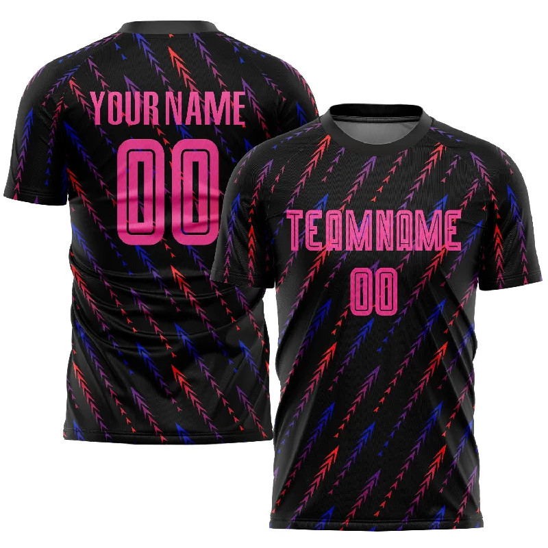 Football Jersey For Ultimate Comfort-Custom Black Pink-Orange Sublimation Soccer Uniform Jersey