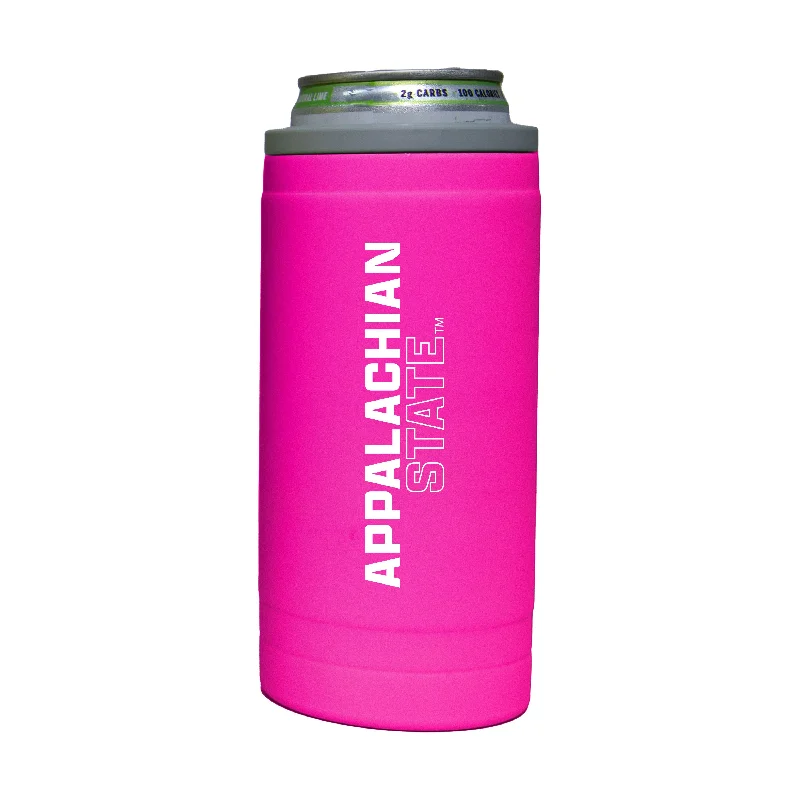 Team Mug For Group Customization-Appalachian State 12oz Electric Stacked Soft Touch Slim Coolie