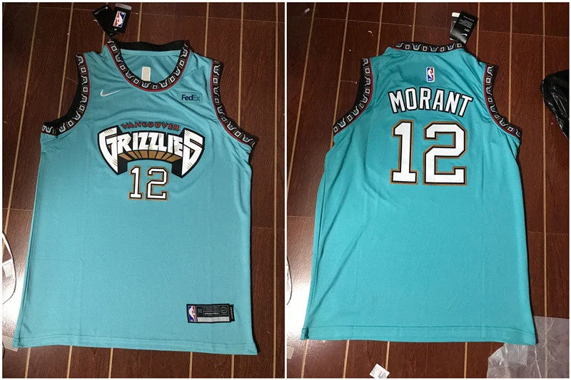 Custom Printed Football Jersey-Custom Printed Basketball Jersey-Grizzlies 12 Ja Morant Green Swingman Basketball Jersey