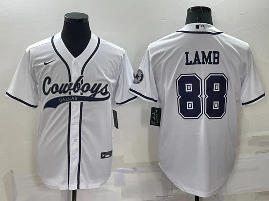 Baseball Jersey With Motivational Quotes-Men's Dallas Cowboys #88 CeeDee Lamb White Cool Base Stitched Baseball Jersey