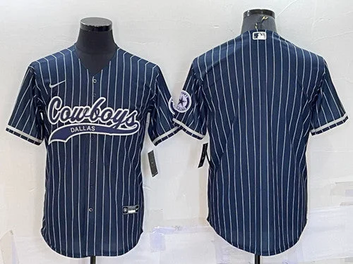 Baseball Jersey For Unique Player Orders-Men's Dallas Cowboys Blank Navy With Patch Cool Base Stitched Baseball Jersey