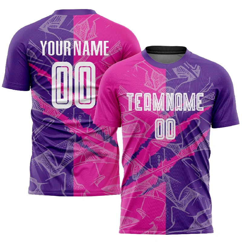 Football Jersey For Professional-Level Teams-Custom Graffiti Pattern Deep Pink-Purple Scratch Sublimation Soccer Uniform Jersey