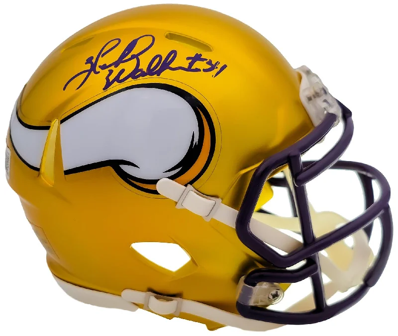 Rugby Helmet With Cushioning Inserts-Herschel Walker Autographed Minnesota Vikings Flash Yellow Speed Mini Helmet Beckett BAS QR Stock #202149