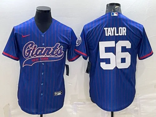 Baseball Jersey For Group Sports-Men's New York Giants #56 Lawrence Taylor Blue With Patch Cool Base Stitched Baseball Jersey