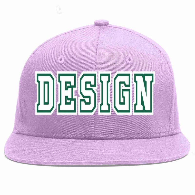 Baseball Cap For Comfortable Fit-Custom Light Purple White-Kelly Green Flat Eaves Sport Baseball Cap Design for Men/Women/Youth