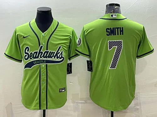 Baseball Jersey With Player-Specific Number-Men's Seattle Seahawks #7 Geno Smith Green With Patch Cool Base Stitched Baseball Jersey