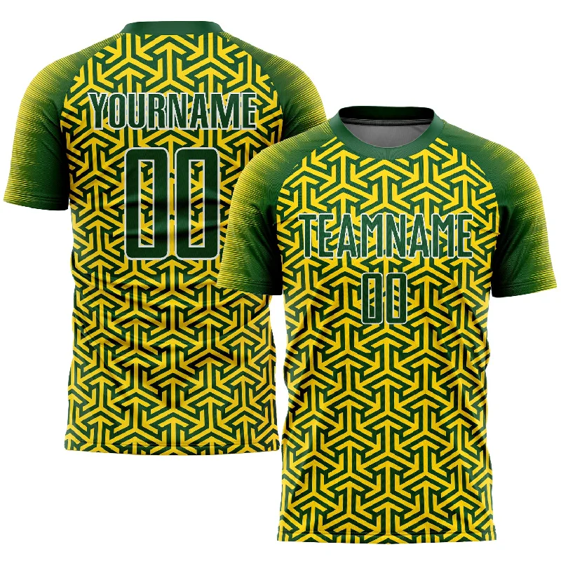 Football Jersey For Elite Players-Custom Gold Green-White Sublimation Soccer Uniform Jersey