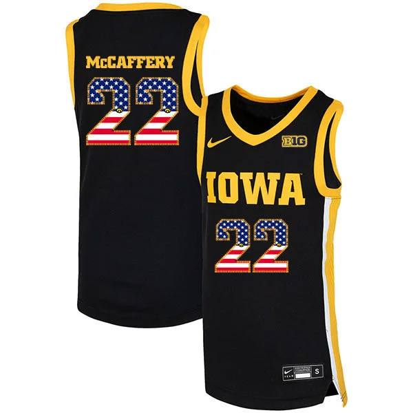 Football Jersey For Softball And Football Leagues-Basketball Jersey For Softball And Basketball Leagues-Iowa Hawkeyes 22 Patrick McCaffery Black USA Flag Basketball College Basketball Jersey