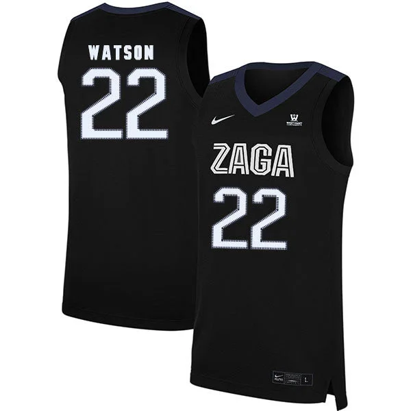 Football Jersey For Custom Logo Placement-Basketball Jersey For Custom Logo Placement-Gonzaga Bulldogs 22 Anton Watson Black College Basketball Basketball Jersey