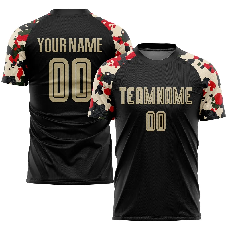 Football Jersey For Special Occasion Gifts-Custom Black Vegas Gold-Camo Sublimation Soccer Uniform Jersey