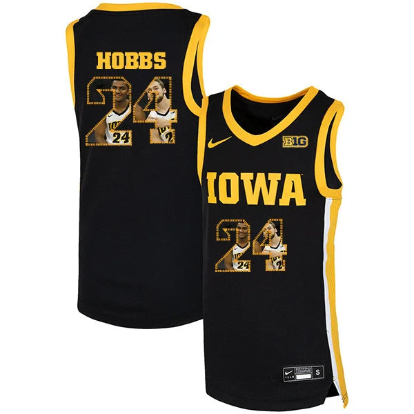 Iowa Hawkeyes 24 Nicolas Hobbs Black Basketball College Fashion Basketball Jersey