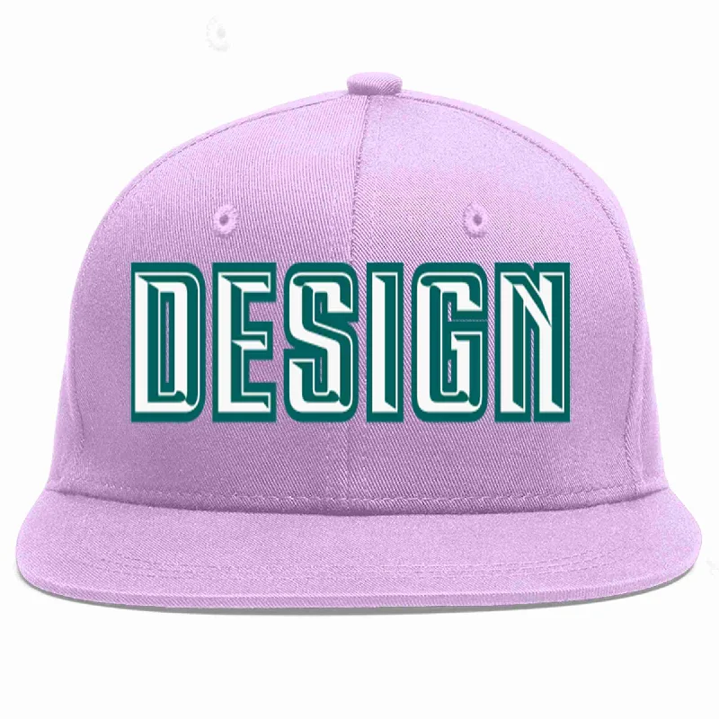 Baseball Cap For Corporate Teams-Custom Light Purple White-Aqua Flat Eaves Sport Baseball Cap Design for Men/Women/Youth