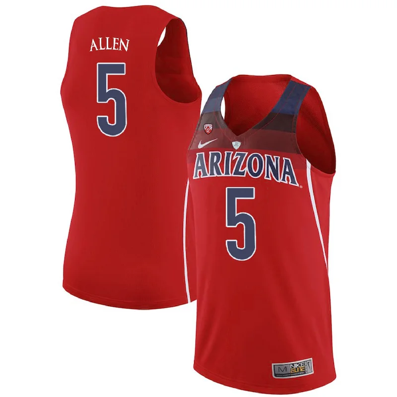 Football Jersey For Sports Apparel-Basketball Jersey For Sports Apparel-Arizona Wildcats 5 Kadeem Allen Red College Basketball Basketball Jersey